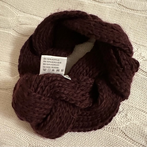 ALDO Women’s Knit Braid Winter Headband / Ear Warmer Burgundy - Picture 2 of 6